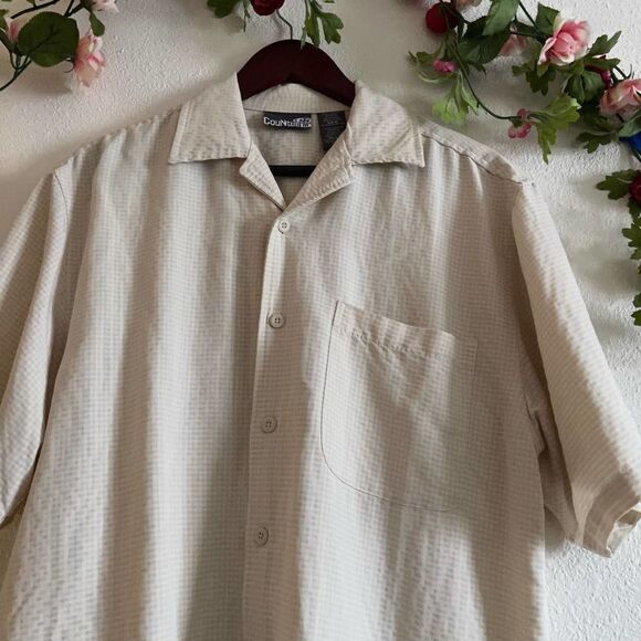 CouNter CC Medium Yellow Checkered Men's Collar Button Up Shirt - Picture 2 of 7